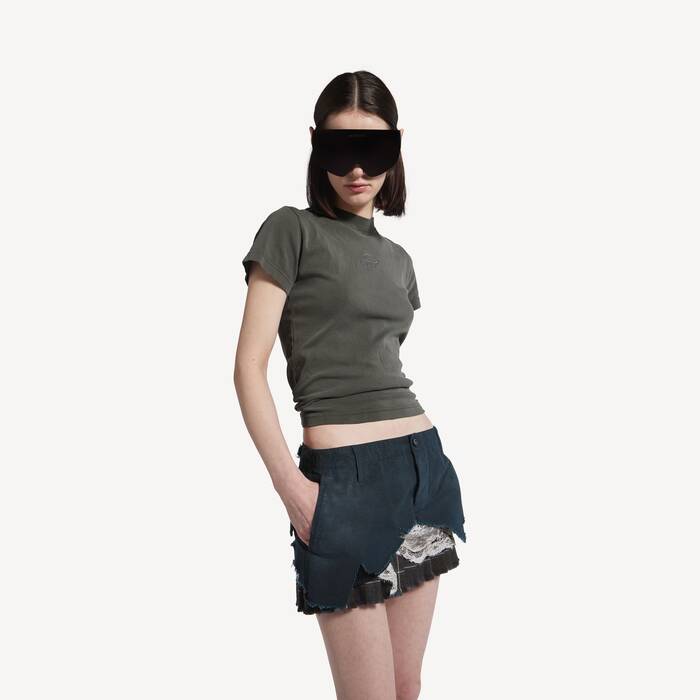 Women's Loop Sports Icon Fitted T-shirt in Grey - Women | Balenciaga Canada EN - Image 1