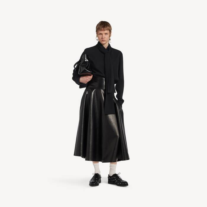 Schalhemd Aus Seidenkrepp  f&uuml;r Damen in Schwarz - Damen | Balenciaga Deutschland DE - Image 3
