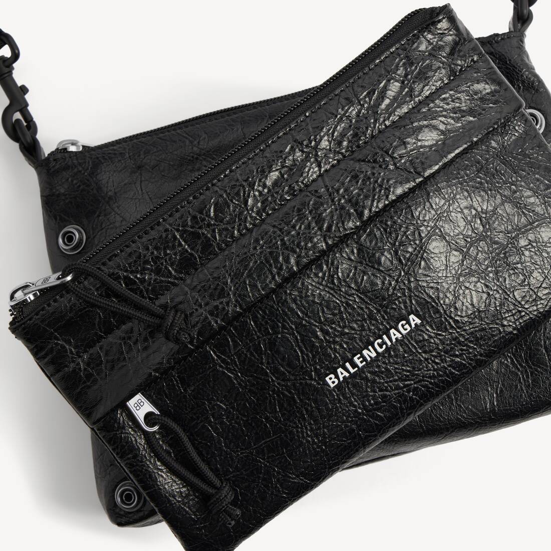 Men's Explorer Double Pouch Messenger Bag in Black | Balenciaga Canada EN - Image 5