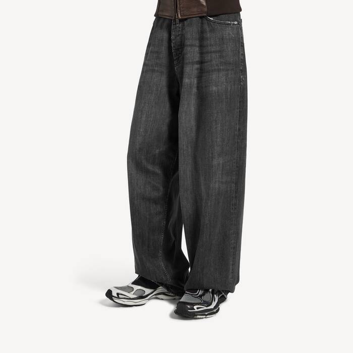 Men's Pleated Baggy Jeans in Dark Iced Grey - Men | Balenciaga Australia EN - Image 3