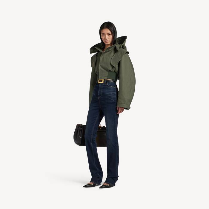 Parka Militaire Cropped pour Femme en Vert - Femme | Balenciaga France FR - Image 3