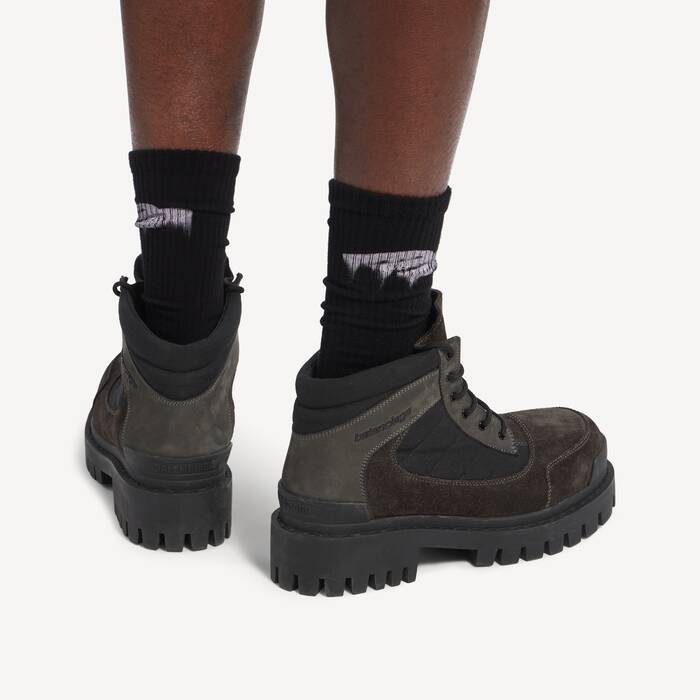 Men's Combat Strike Low Boot in Brown/black - Men | Balenciaga Hong Kong SAR EN - Image 3