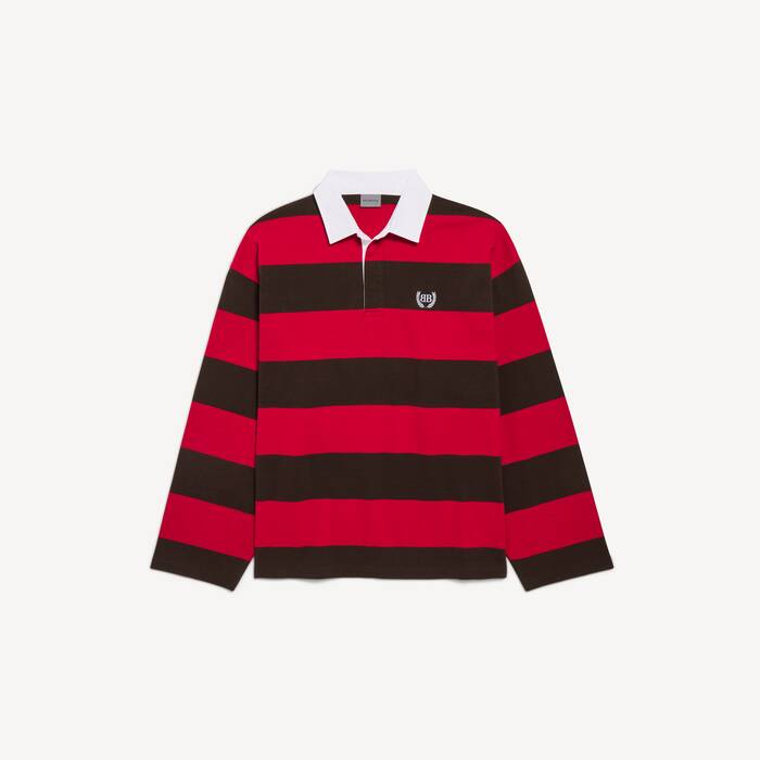 Men's Longsleeve Polo in Dark Brown/red - Men | Balenciaga United States EN - Image 2
