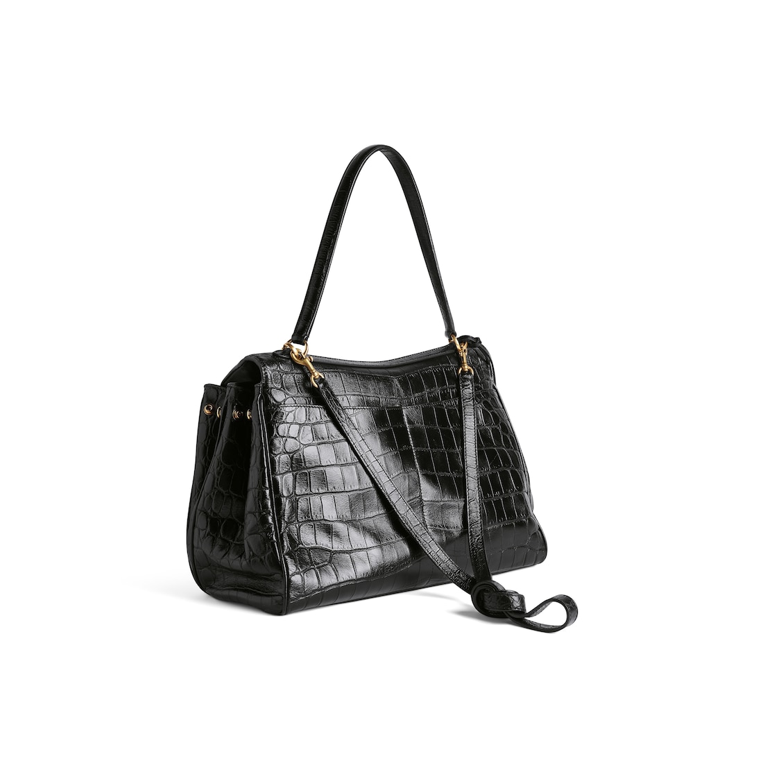BALENCIAGA Rodeo ハンドバッグ クロコダイルエンボス Women's Rodeo Handbag Large in Black | Balenciaga US