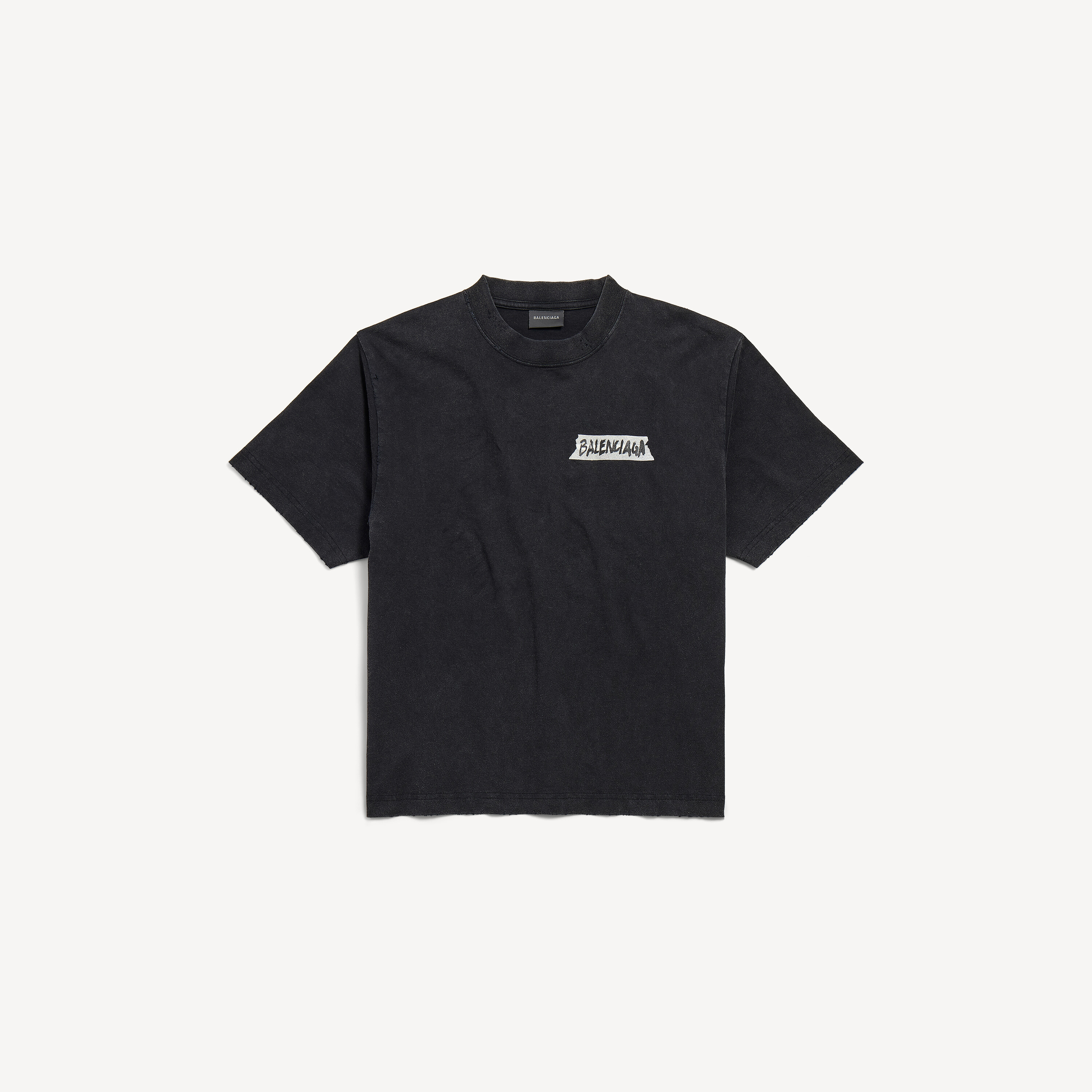 Women's Masking Tape Medium Fit T-shirt in Faded Black