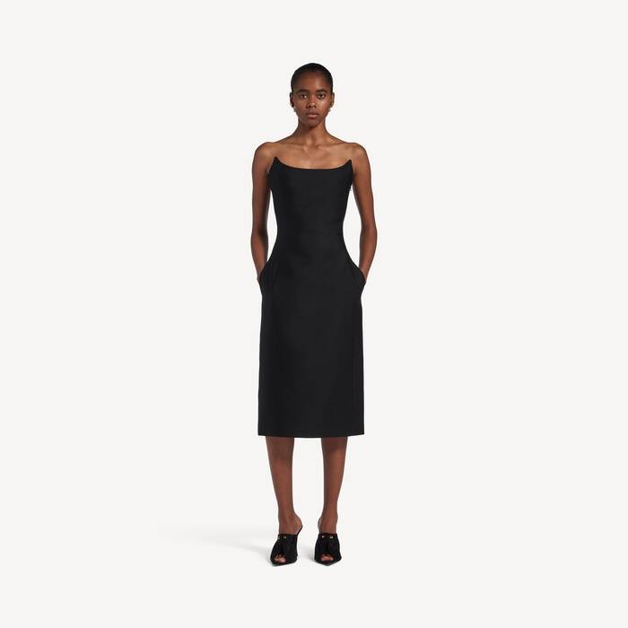 Women's Midi Bustier Dress in Black - Women | Balenciaga Canada EN - Image 1