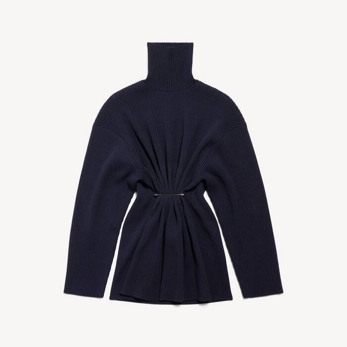 Robe Mini Pinched pour Femme en Bleu Marine - Femme | Balenciaga France FR - Image 2