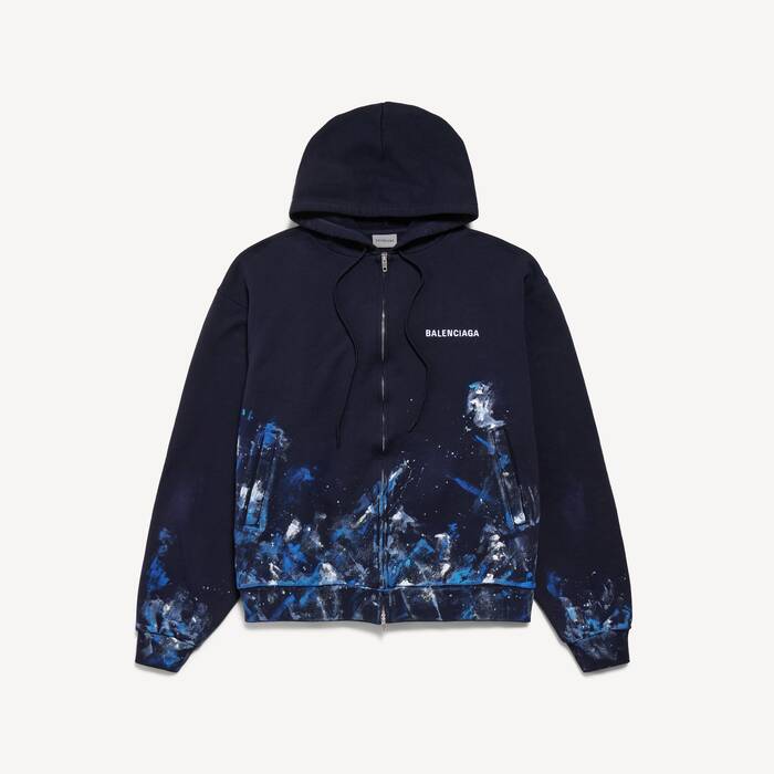 ネイビー の メンズ Paint Splatter オーバーサイズ ジップアップフーディ - メンズ | Balenciaga 日本 JA - Image 2