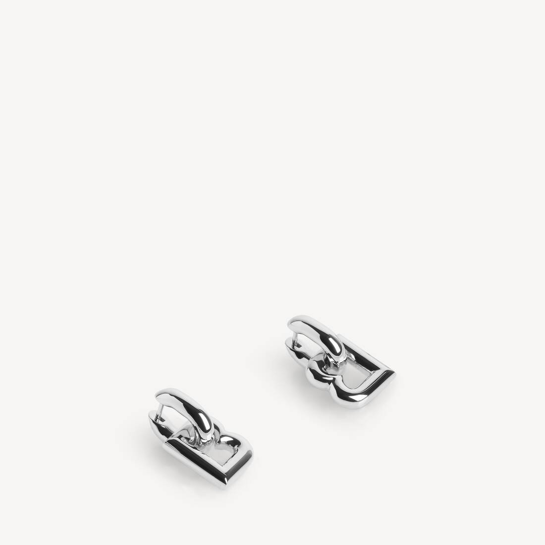Boucles D&rsquo;oreilles Cr&eacute;oles B Xs pour Femme en Argent&eacute; Brillant | Balenciaga France FR - Image 2