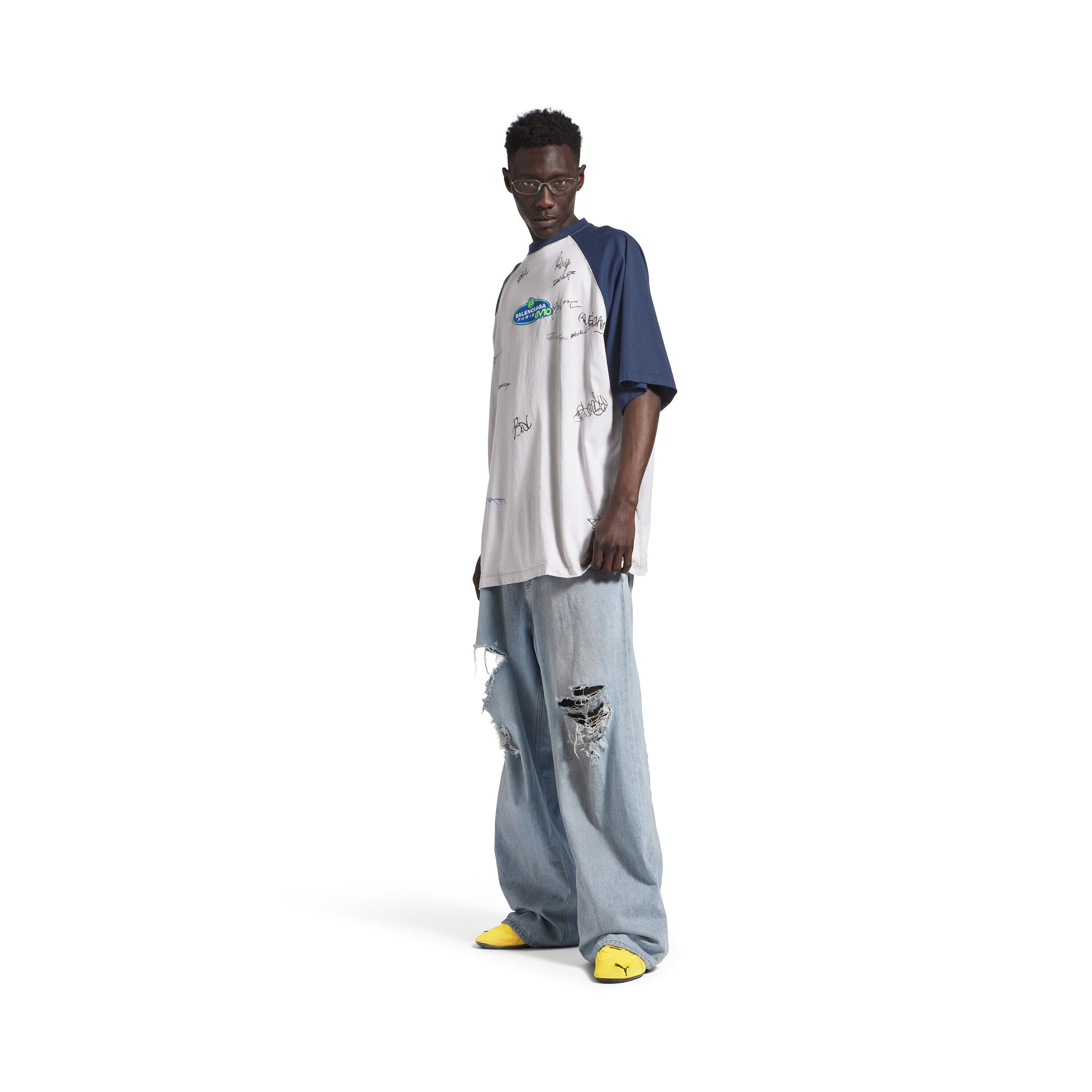 Men's Banana Raglan Oversized T-shirt in Dirty White/blue