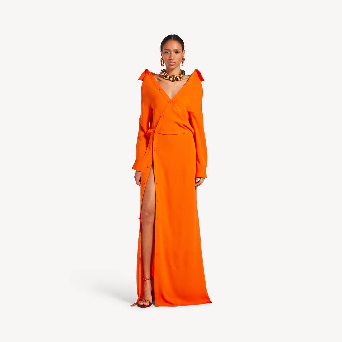 Vestido Off-shoulder para Mujer en Naranja | Balenciaga Espa&ntilde;a ES - Image 2