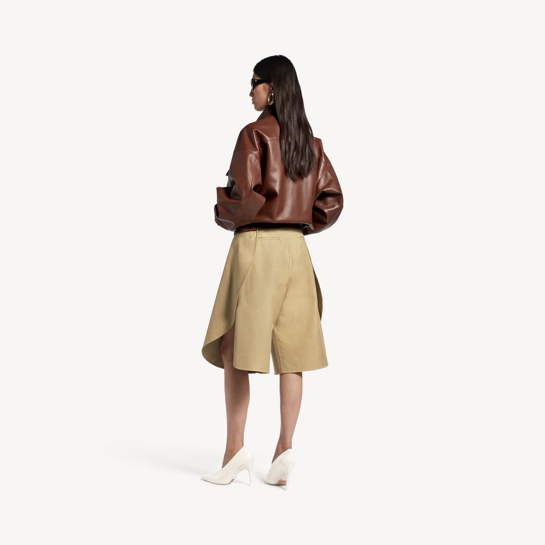 Women's High Collar Blouson in Chestnut | Balenciaga Hungary EN - Image 4