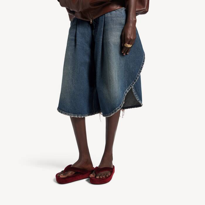 Women's Tulip Bermuda in Dark Ocean - Women | Balenciaga Bulgaria EN - Image 3