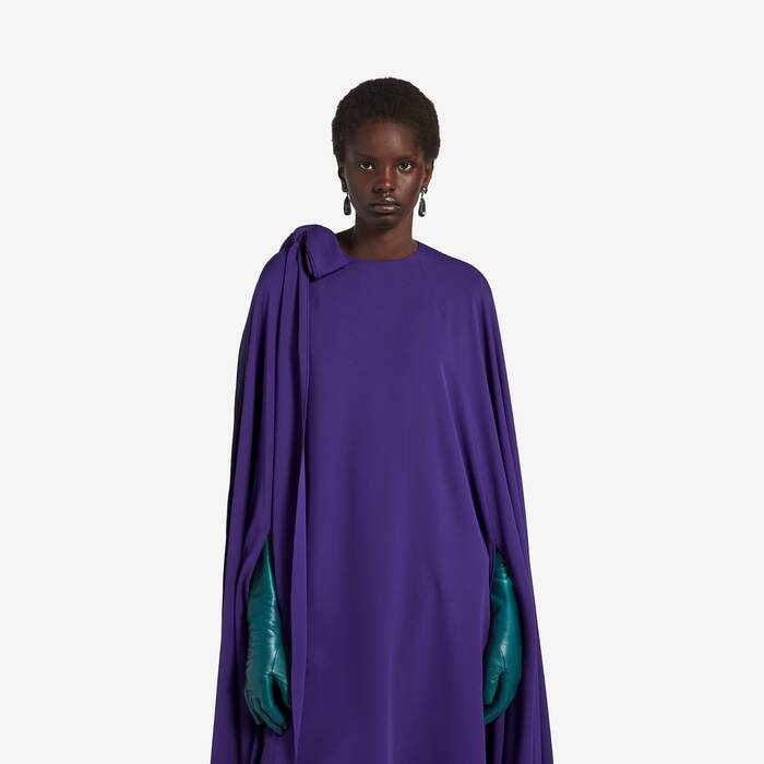Robe Cape pour Femme en Violet - Femme | Balenciaga France FR - Image 3