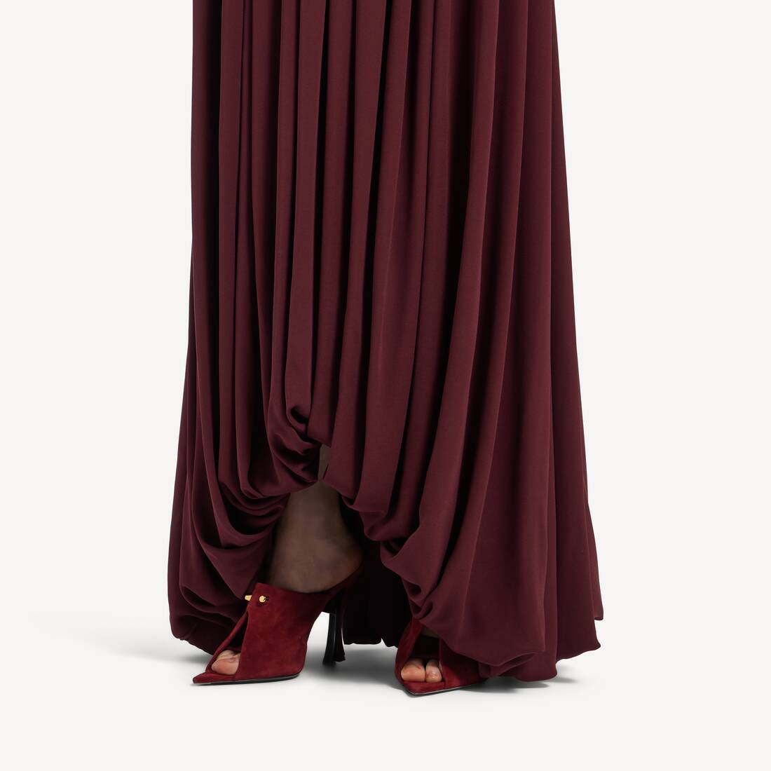 Women's Bustier Draped Dress in Burgundy | Balenciaga United States EN - Image 6
