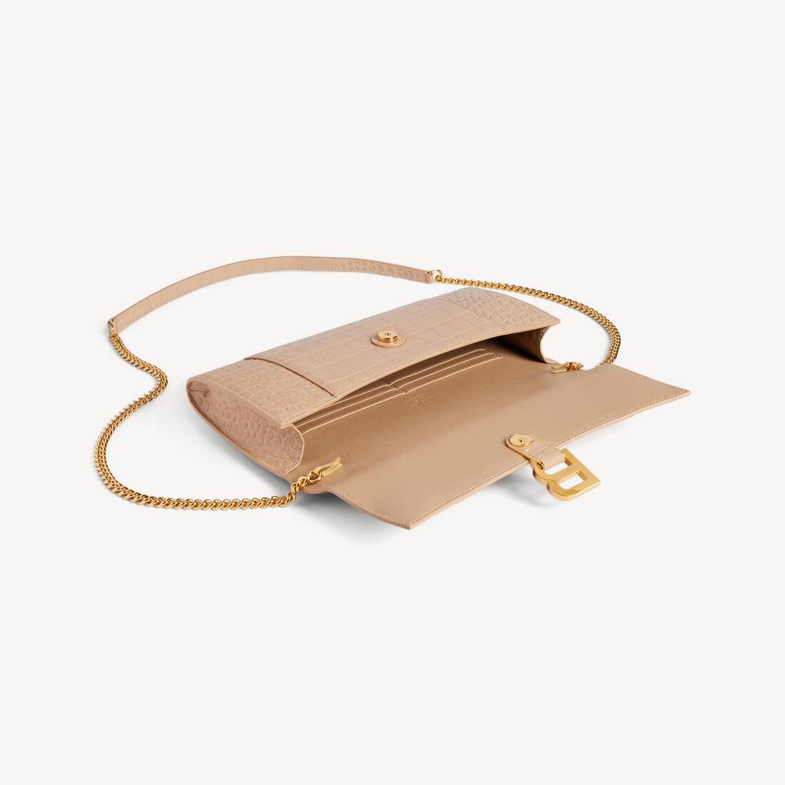 Women's Hourglass Pochette With Chain in Nude | Balenciaga Italy EN - Image 5