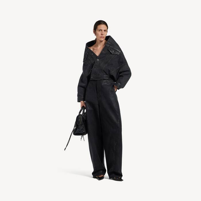 Women's High Waist Barrel Twisted Seam Pants in Vintage Black - Women | Balenciaga United States EN - Image 1