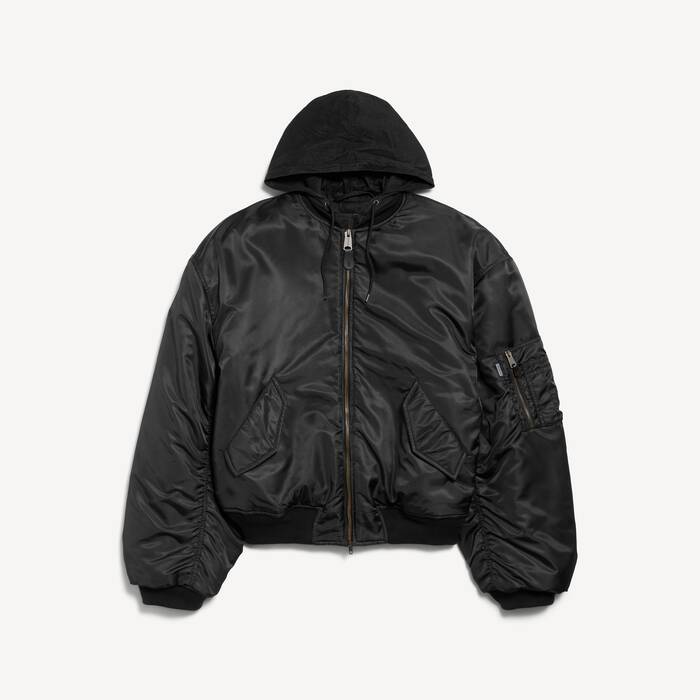 Bomber &Agrave; Capuche pour Homme en Noir - Homme | Balenciaga France FR - Image 2