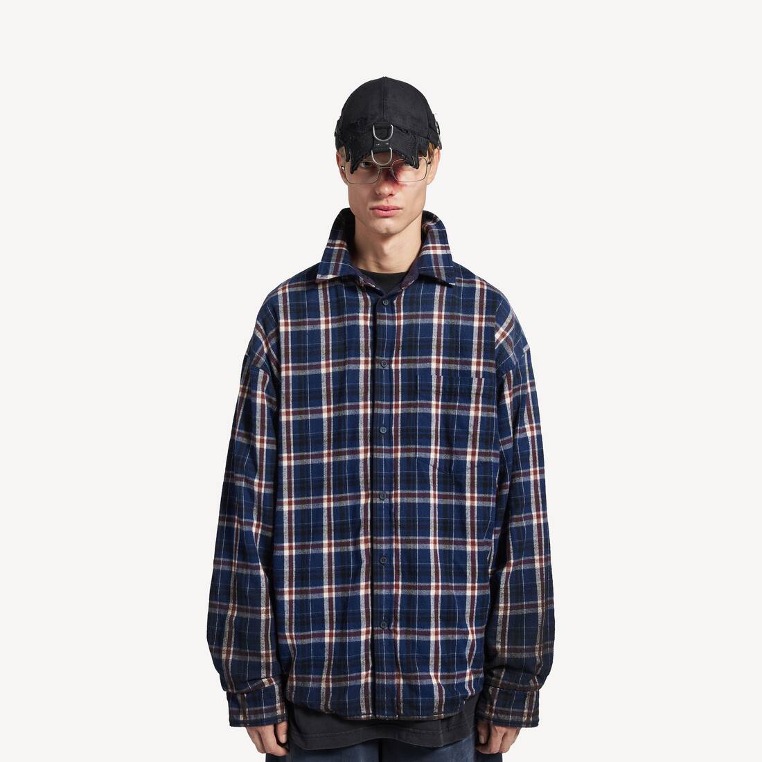 Men's Reversible Shirt in Navy/brown | Balenciaga Hong Kong SAR EN - Image 6