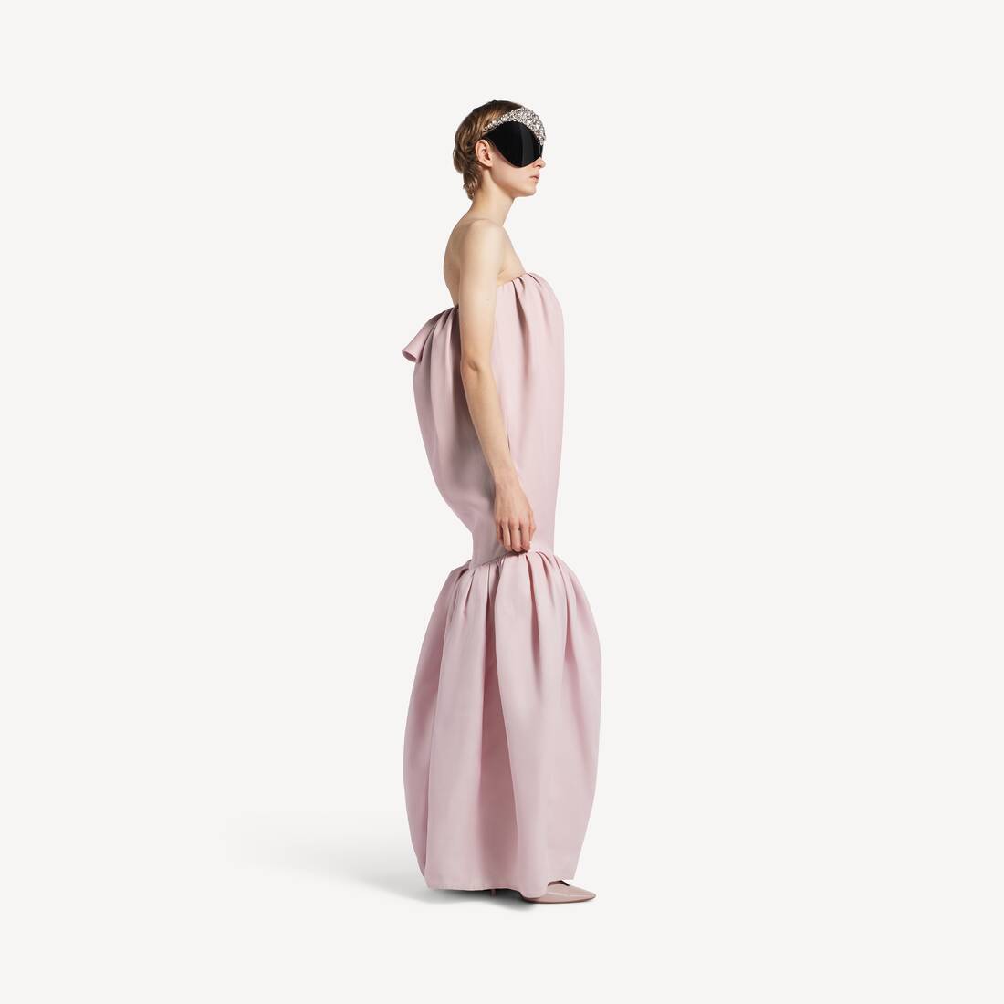Women's Double Maxi Ballon Dress in Dusty Pink | Balenciaga Poland EN - Image 3
