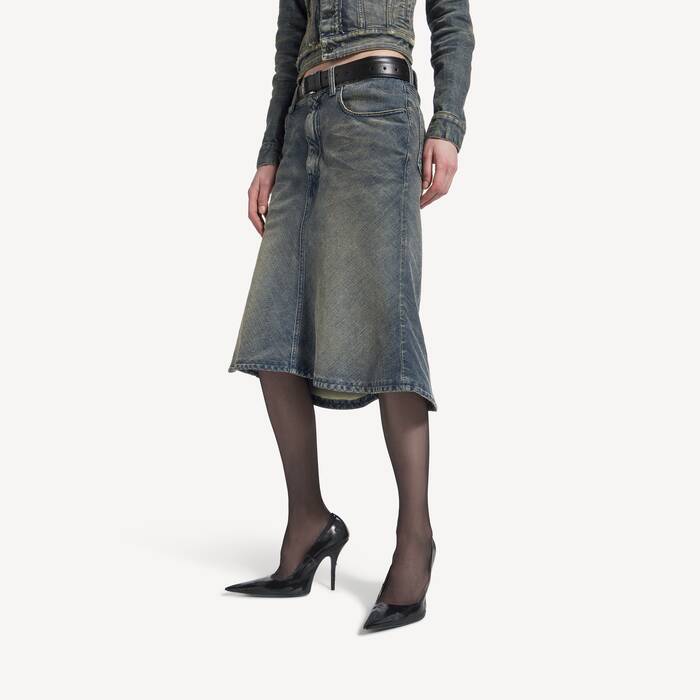 Jupe Midi Godet pour Femme en Bleu - Femme | Balenciaga Belgique FR - Image 3