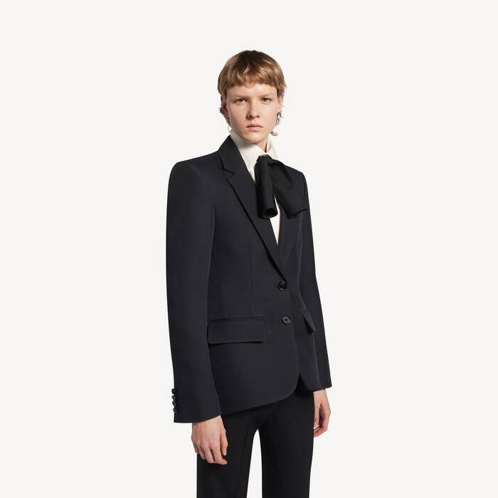 Veste Cocoon &Agrave; Simple Boutonnage pour Femme en Noir - Femme | Balenciaga Monaco FR - Image 1