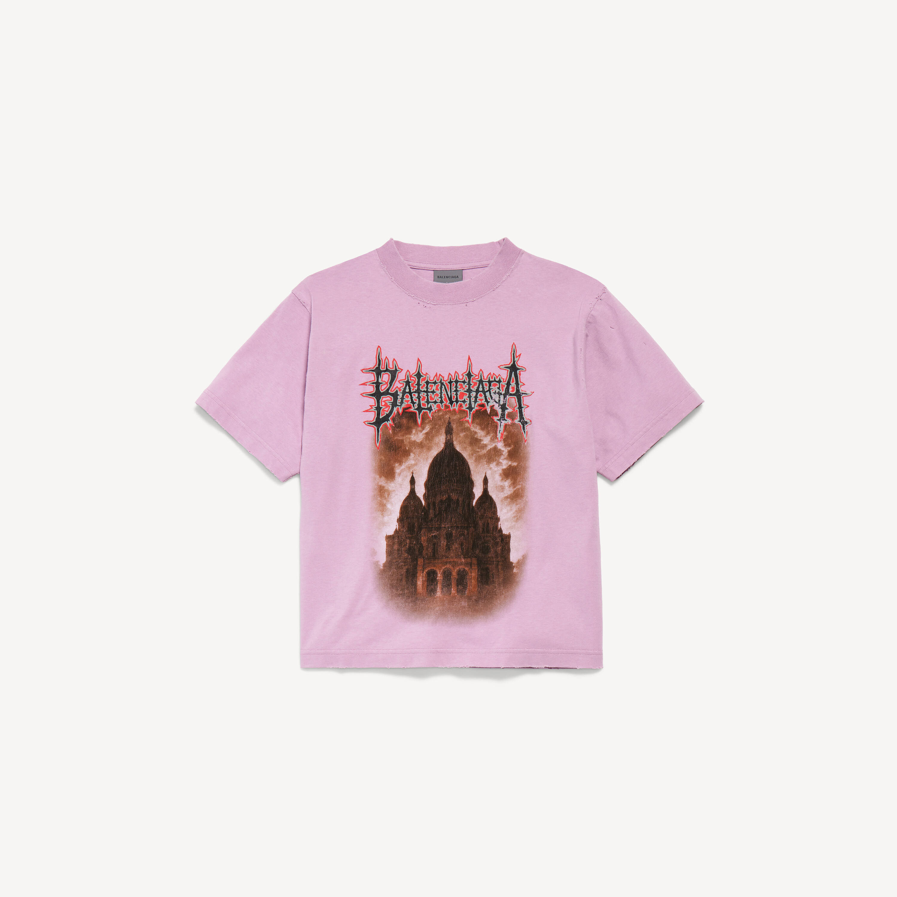 Women's Balenciaga Sacré Cœur Medium Fit T-shirt in Old Pink