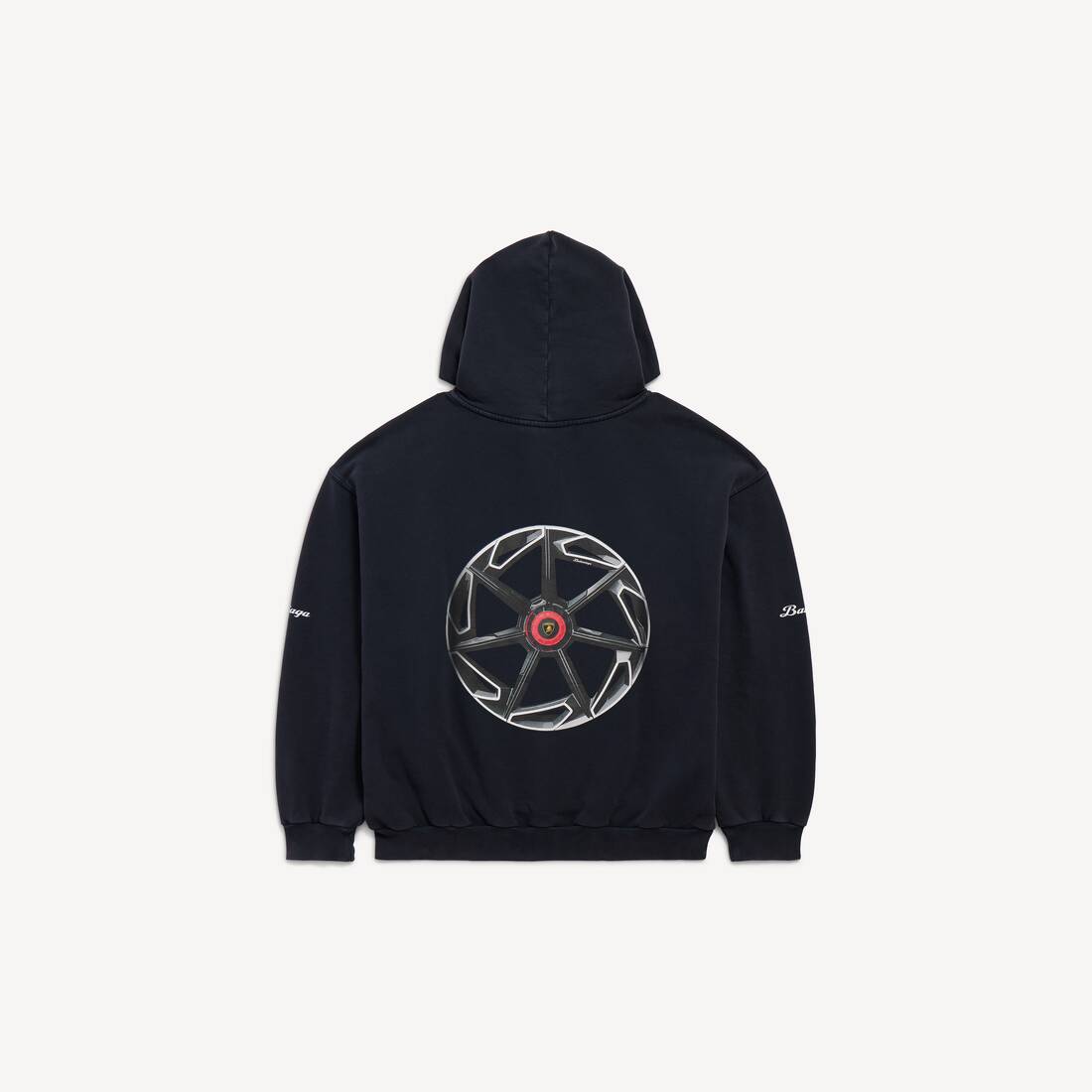Men's Balenciaga I Automobili Lamborghini Medium Fit Hoodie in Faded Washed Black | Balenciaga Bulgaria EN - Image 2