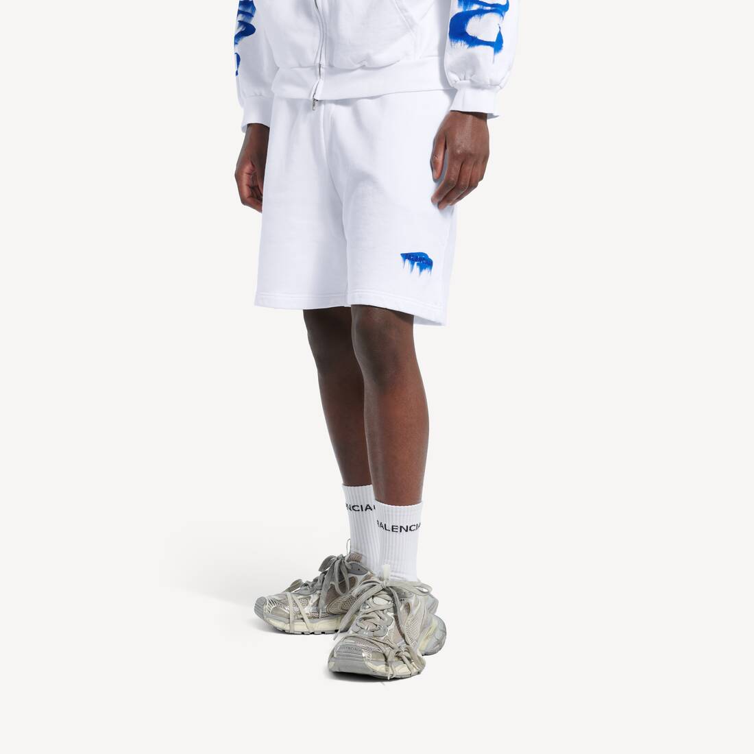 Men's Wet Brush Relaxed Fit Shorts in White | Balenciaga Brazil EN - Image 6