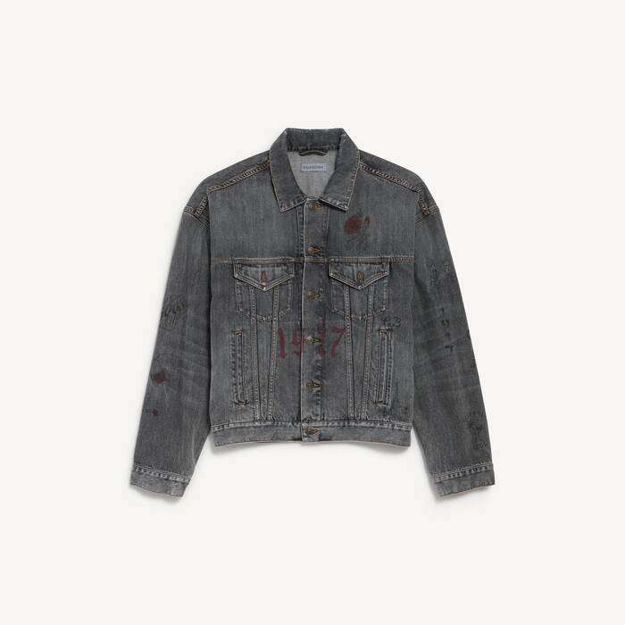 Tattoo Boxy Jacke f&uuml;r Herren in Dunkelgrau - Herren | Balenciaga Deutschland DE - Image 2