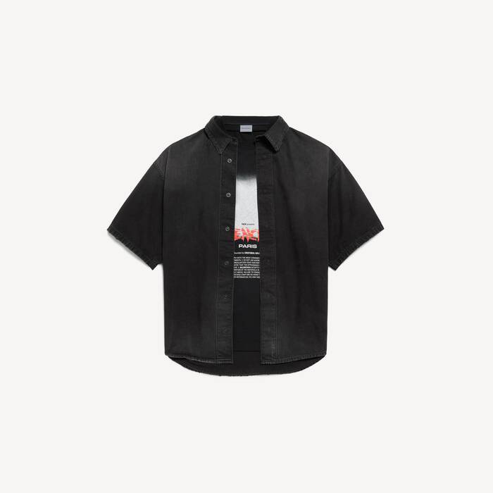 the door denim hybrid short sleeve shirt