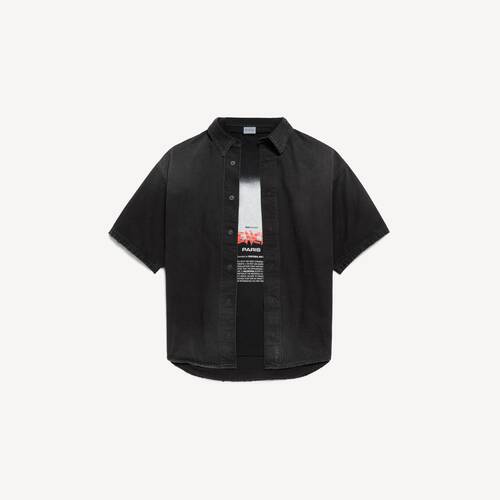 camicia ibrida a maniche corte the door in denim