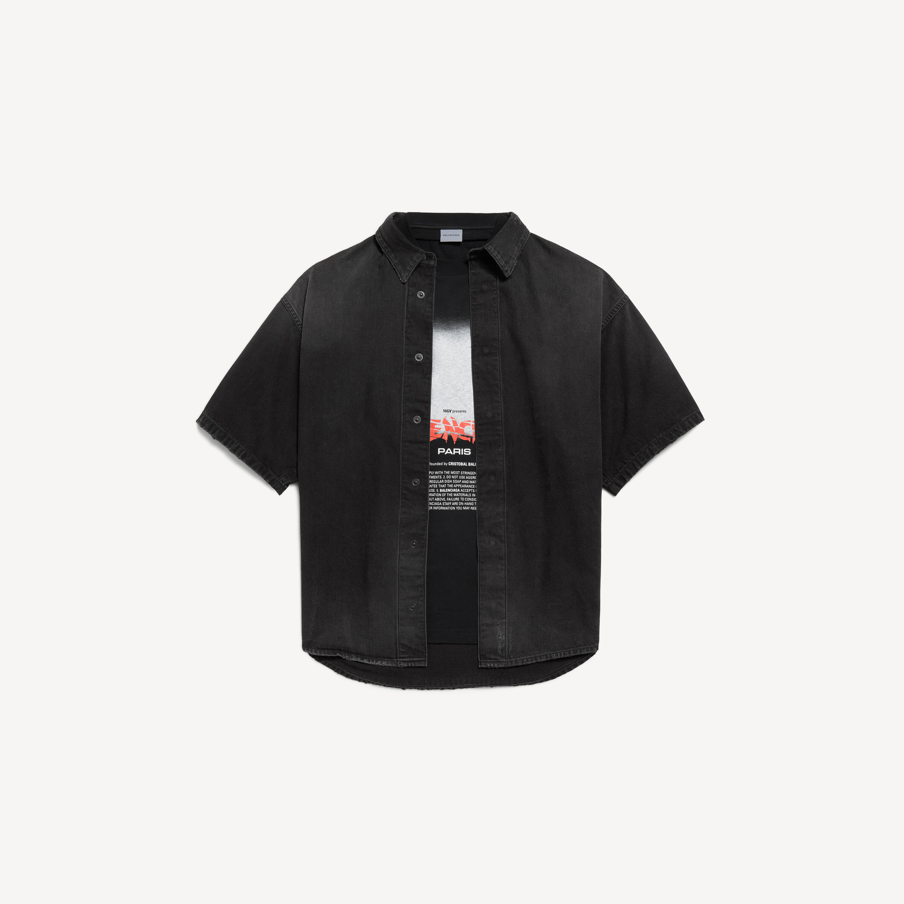 The door denim hybrid short sleeve shirt