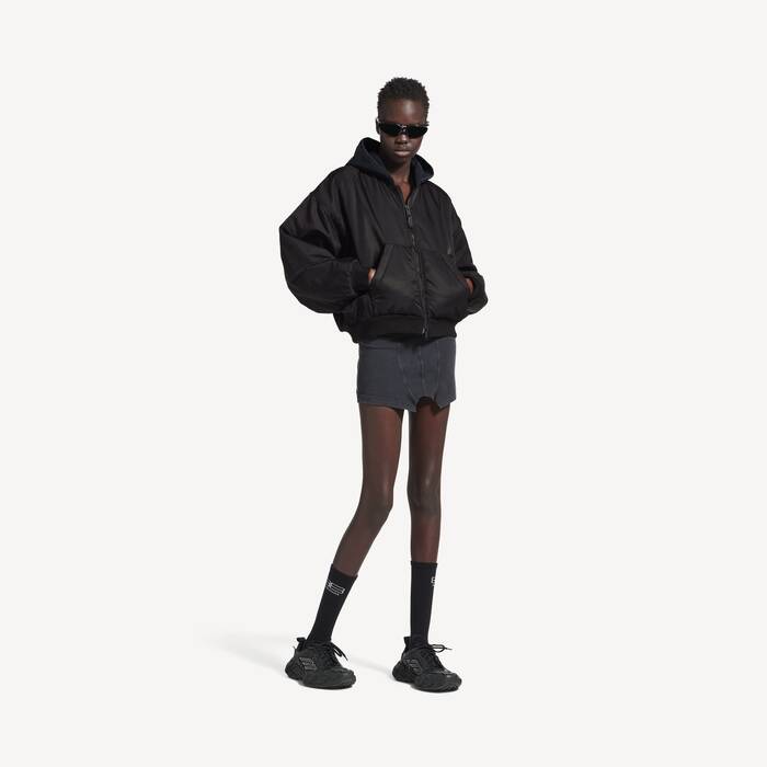 Bomber &Agrave; Capuche in Noir | Balenciaga Suisse FR - Image 3