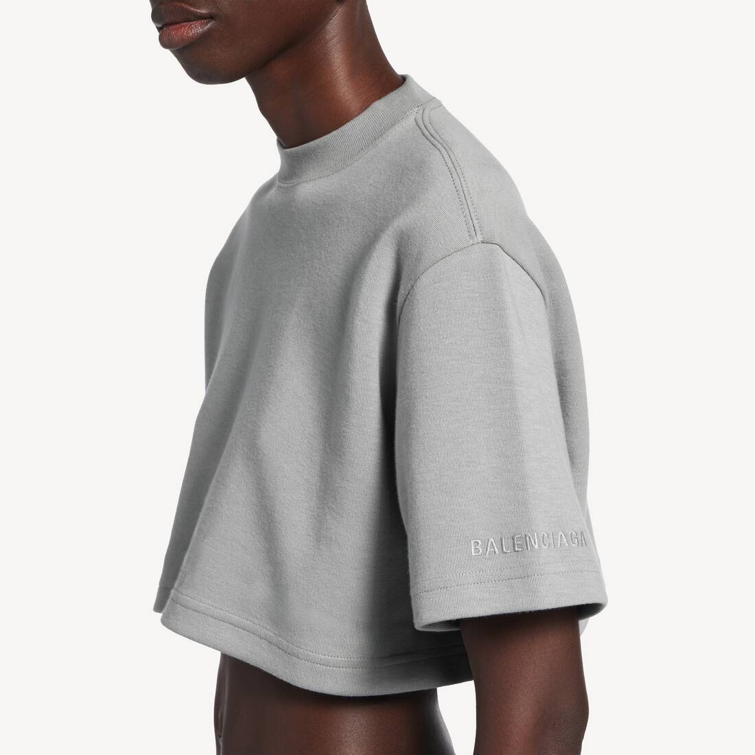 Women's Cropped T-shirt in Balenciaga Grey | Balenciaga Belgium EN - Image 6