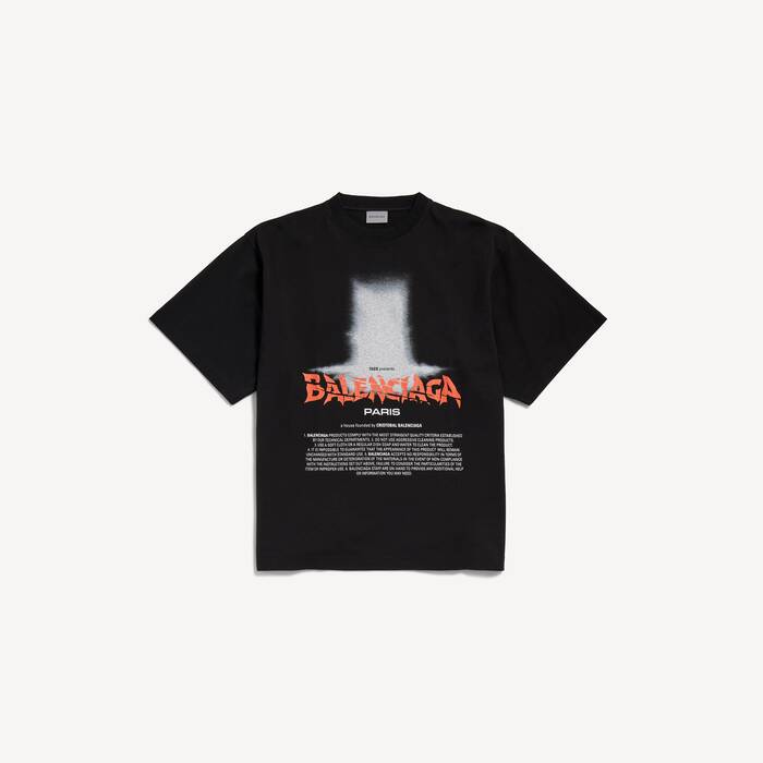 Women's The Door Oversized T-shirt in Black - Women | Balenciaga United Kingdom EN - Image 2