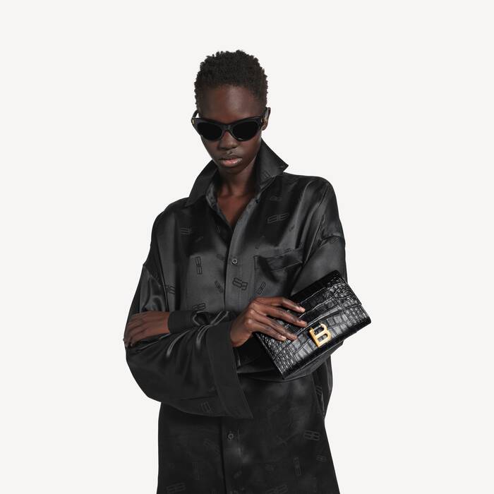 Portefeuille Hourglass Avec Cha&icirc;ne pour Femme en Noir - Femme | Balenciaga Belgique FR - Image 2