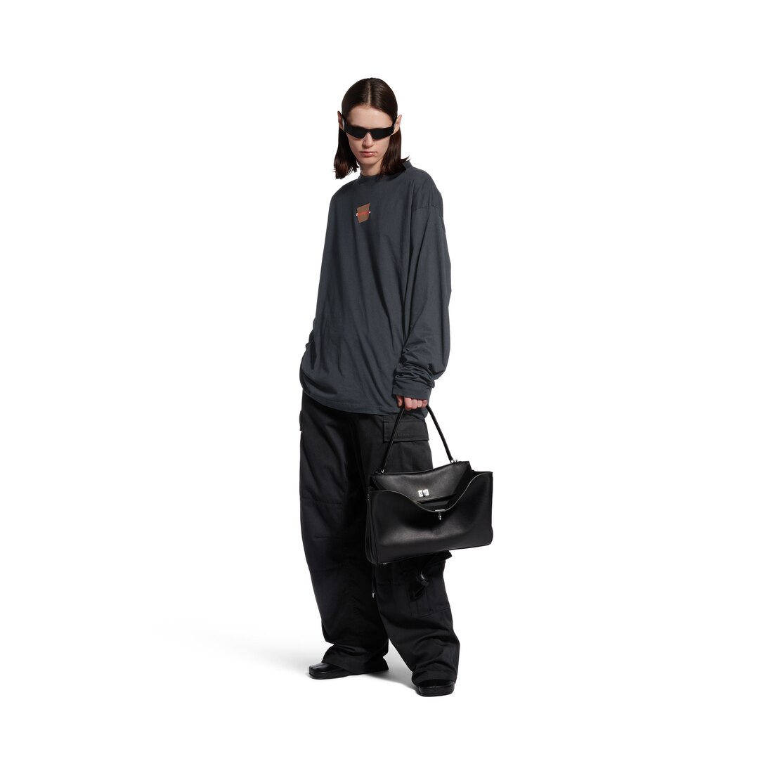 Taped Balenciaga Back Long Sleeve T-shirt Medium Fit in Faded Black/white/red