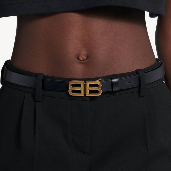 Ceinture Bb Hourglass Fine pour Femme en Noir - Femme | Balenciaga Suisse FR - Image 2