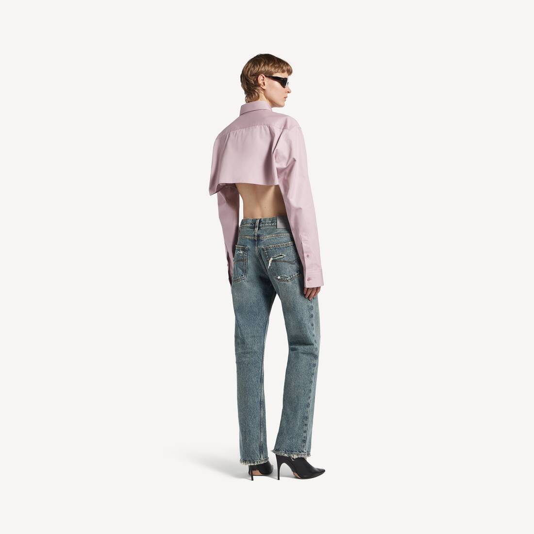 Women's Regular Fit Jeans in Dirty Vintage Blue | Balenciaga Hong Kong SAR EN - Image 4