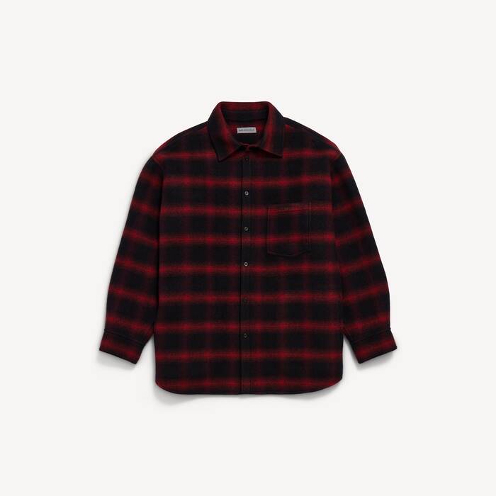 Giacca-camicia In Flanella  da Uomo in Nero/rosso - Uomo | Balenciaga Italia IT - Image 1