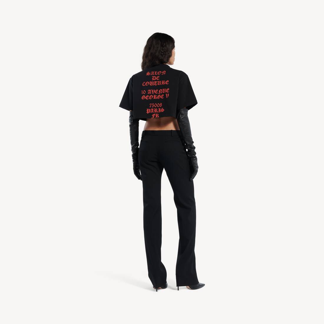 Women's Balenciaga Sacr&eacute; C&oelig;ur Cropped T-shirt in Black | Balenciaga Hungary EN - Image 5