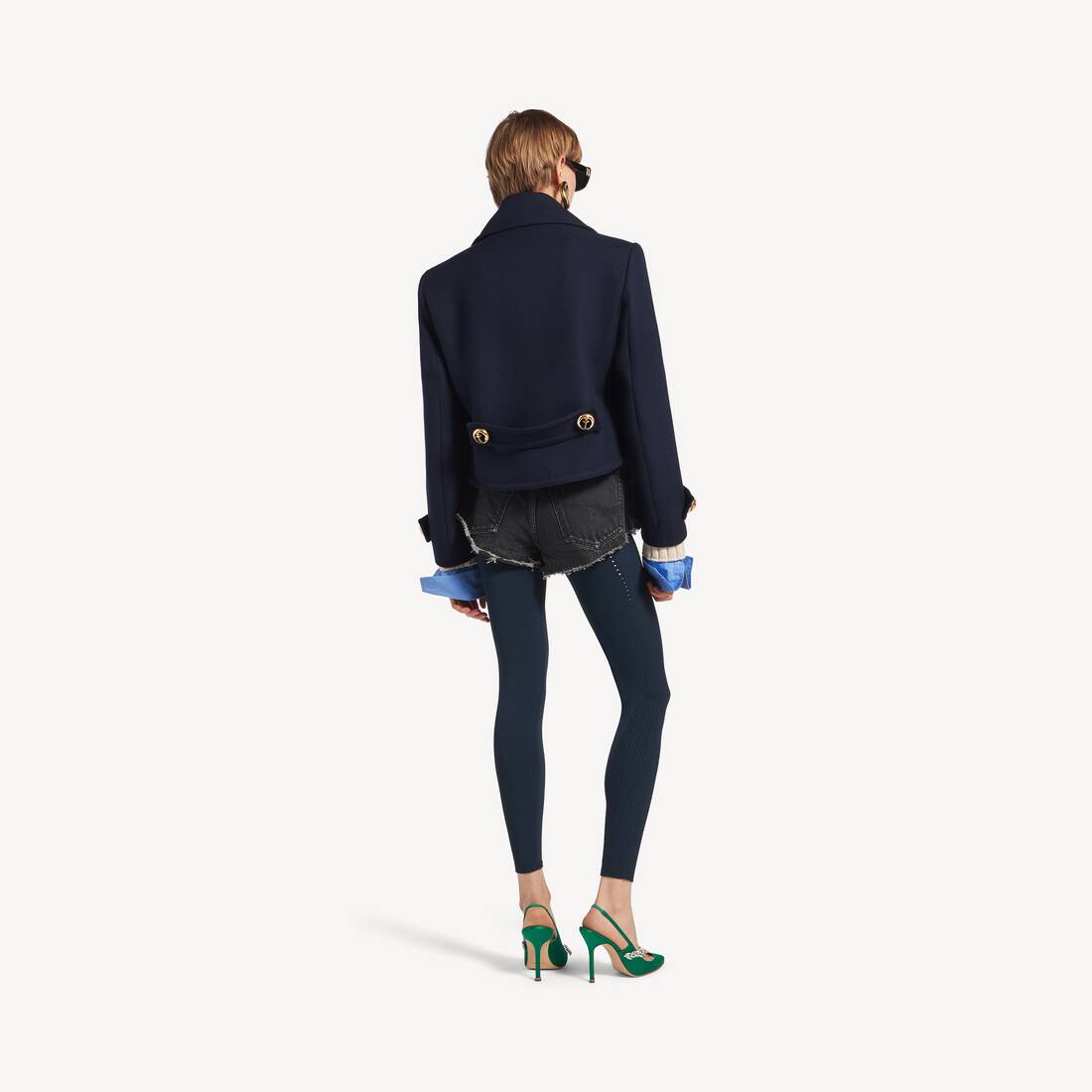 Women's Cropped Peacoat in Navy | Balenciaga Canada EN - Image 4