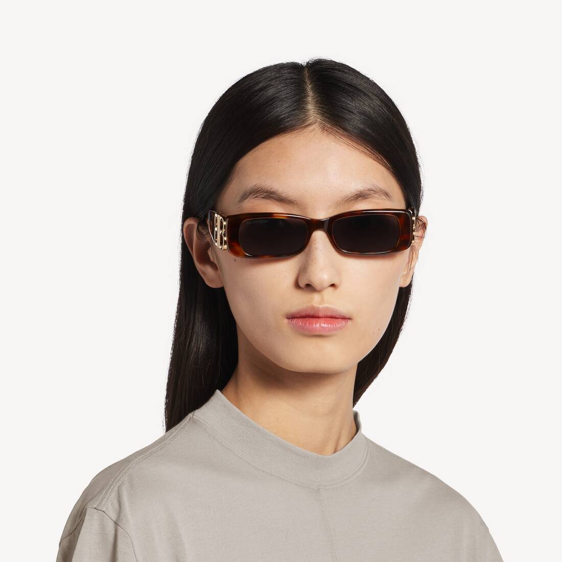 Occhiali Da Sole Rettangolari Dynasty da Donna in Avana Medio | Balenciaga Italia IT - Image 6