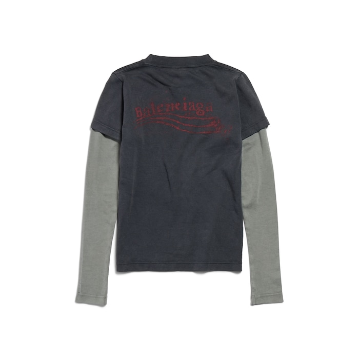 washed crayon political ダブルスリーブ tシャツ
