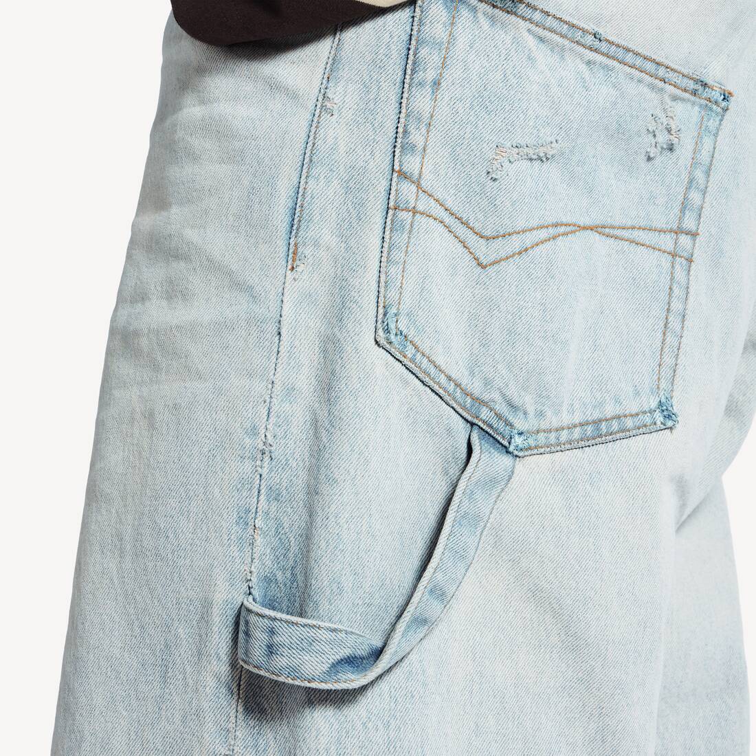 Homme's Pantalon Ceintur&eacute; in Bleu Clair | Balenciaga Belgique FR - Image 4