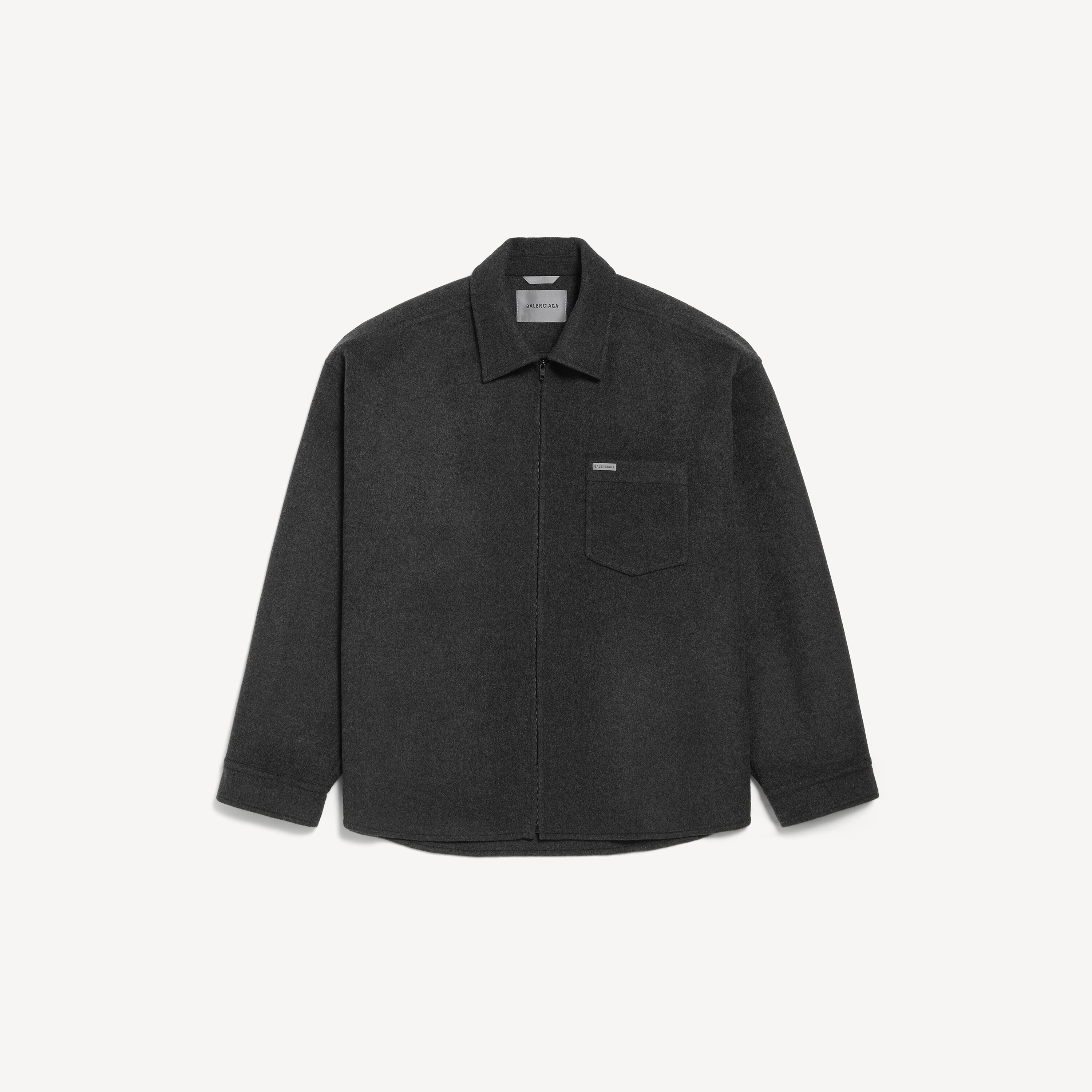 Men's Brushed Wool Overshirt in Heather Grey