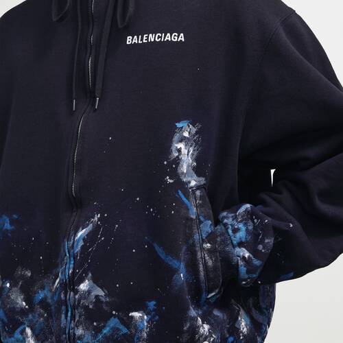 paint splatter oversized zip-up hoodie