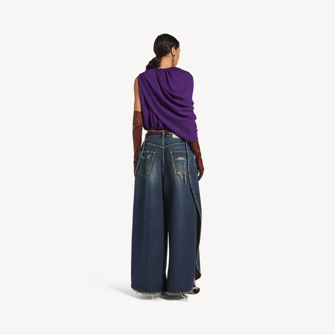 Women's Tulipe Pants in Dark Ocean | Balenciaga Australia EN - Image 4