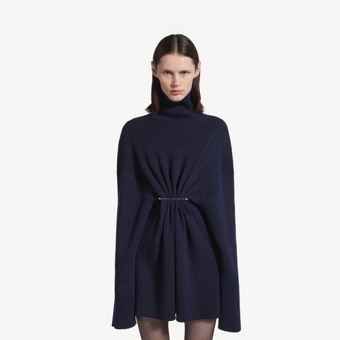 Robe Mini Pinched pour Femme en Bleu Marine - Femme | Balenciaga France FR - Image 1